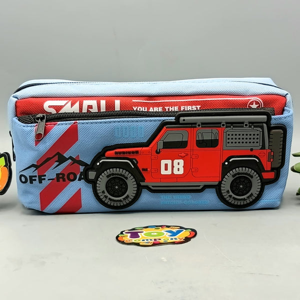 Kids Jeep Themed Pencil Pouch - Red