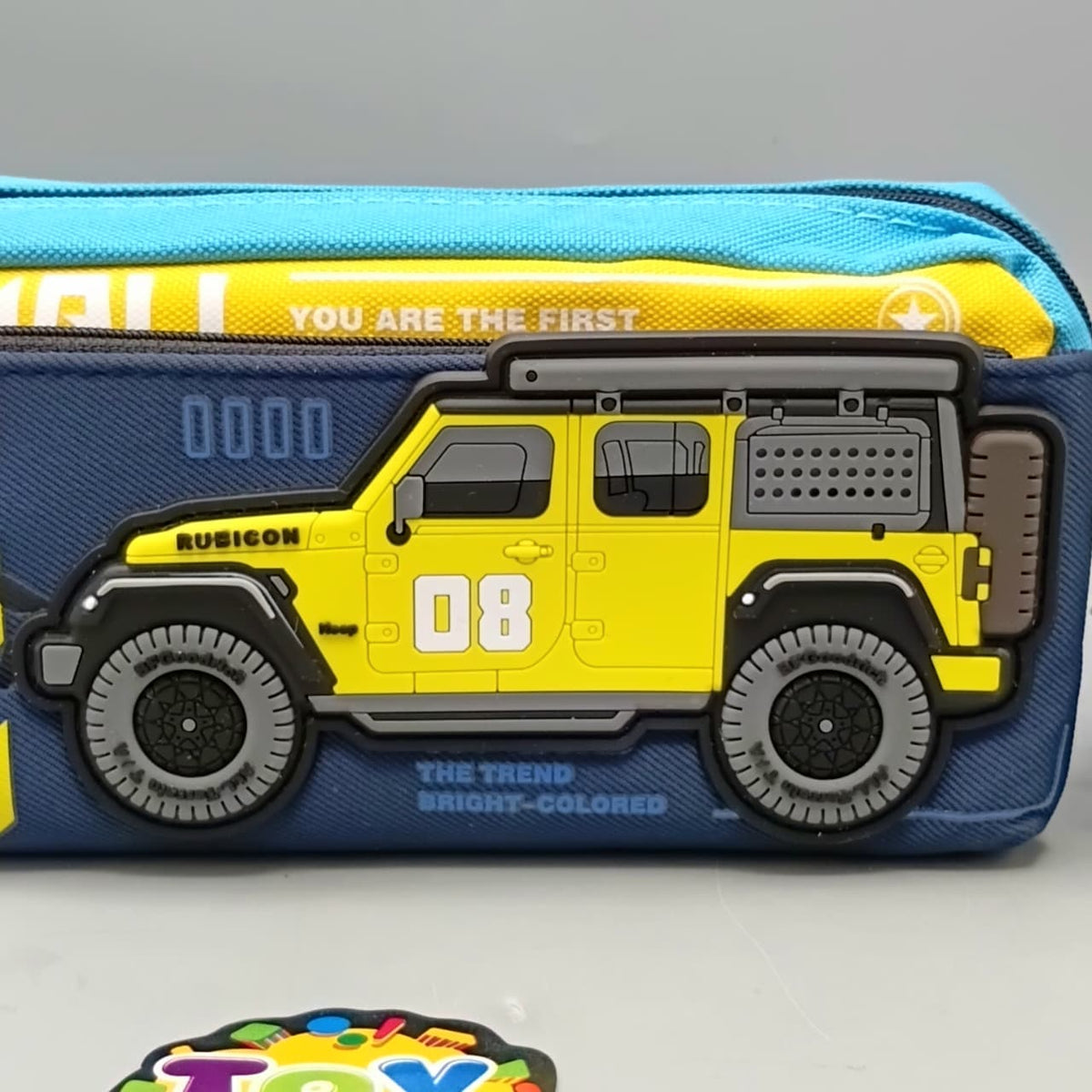 Kids Jeep Themed Pencil Pouch - Yellow