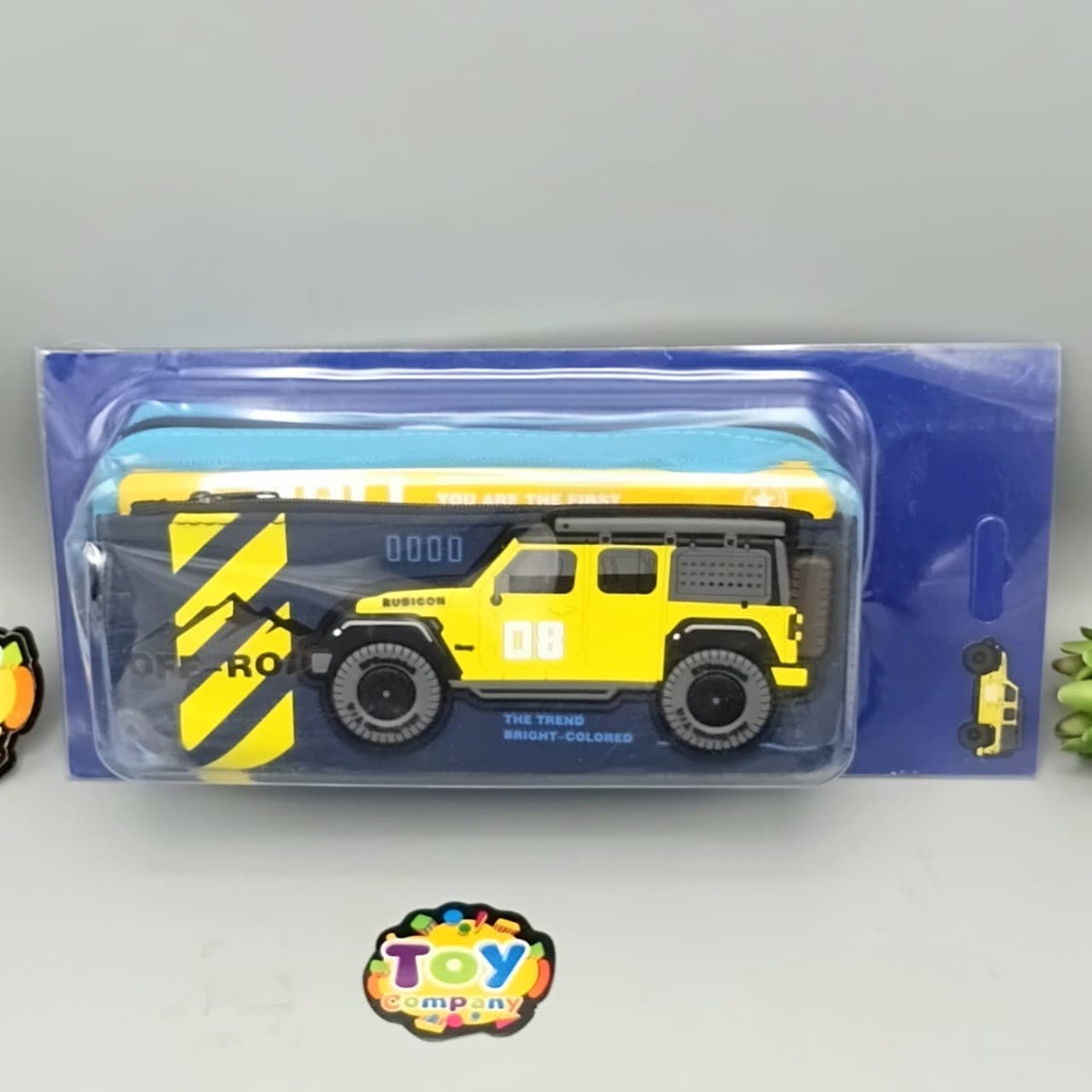 Kids Jeep Themed Pencil Pouch - Yellow