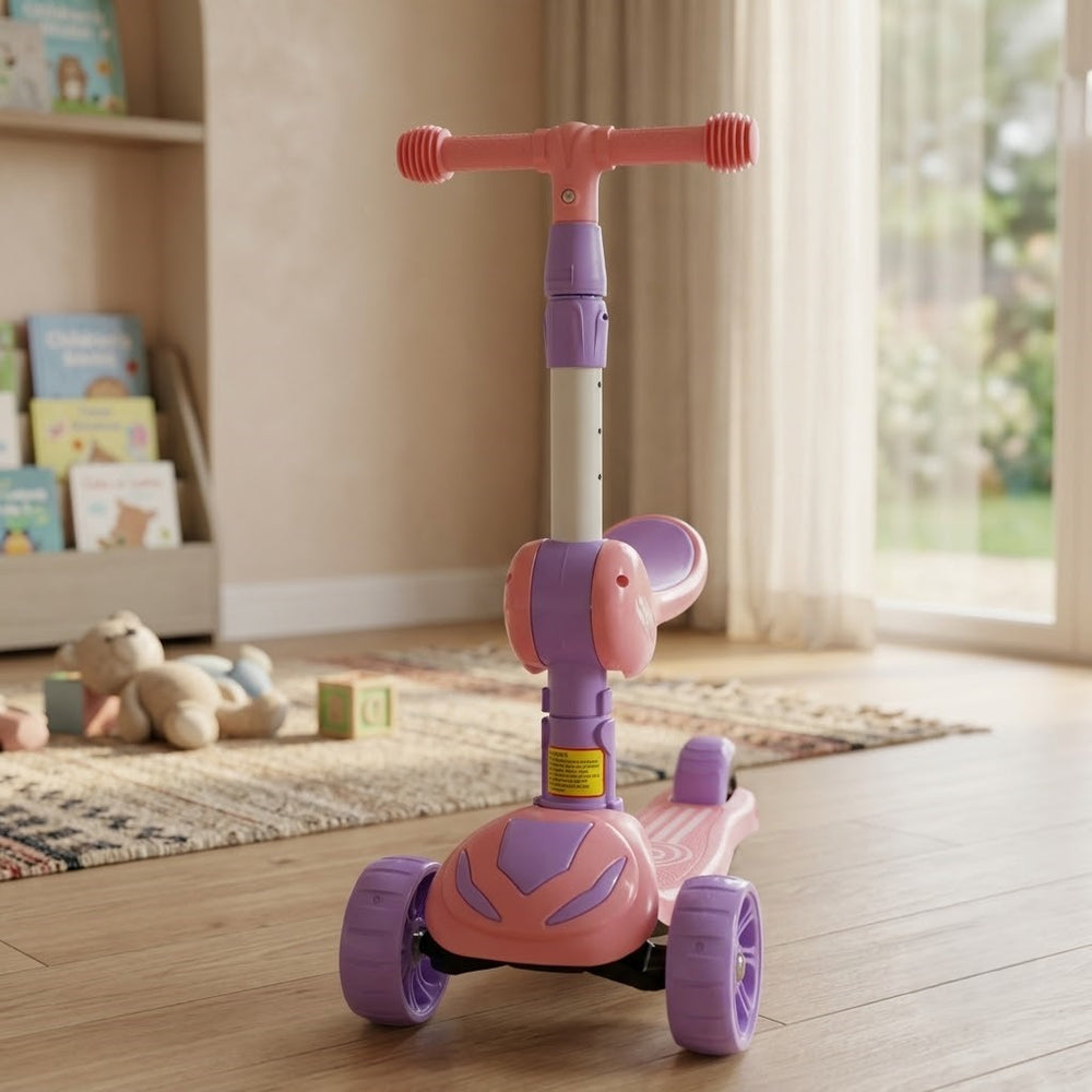 Kids Modern Seat Scooter With Light & Music - Pink