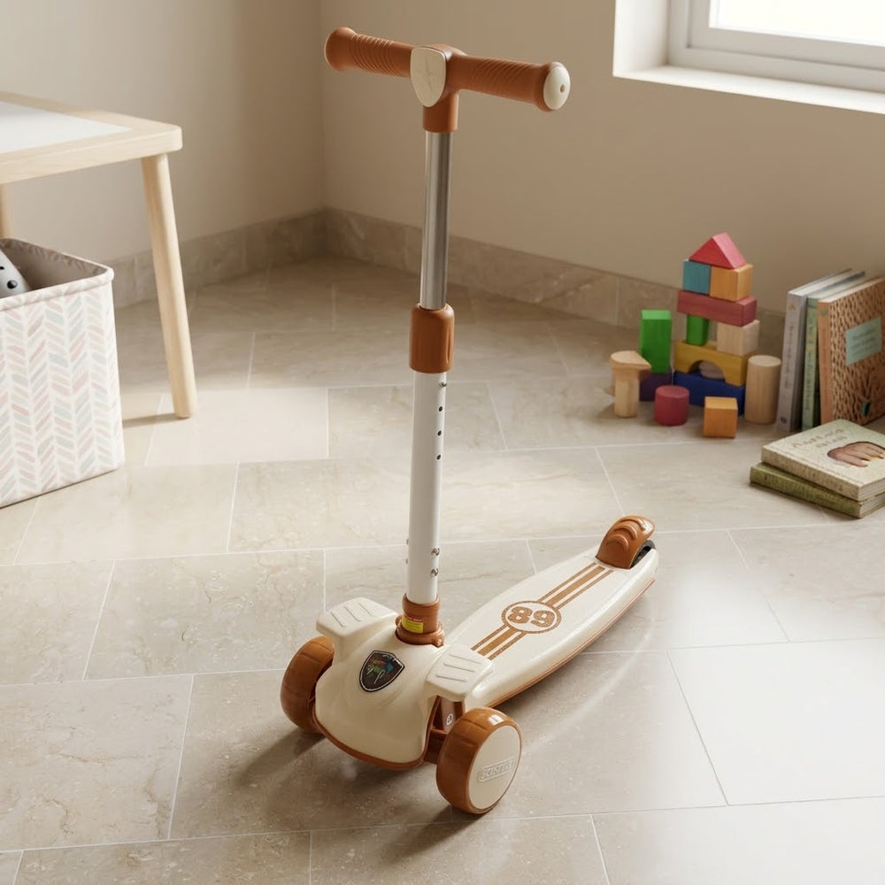 Kids Moto Scooter With Light & Music - Brown