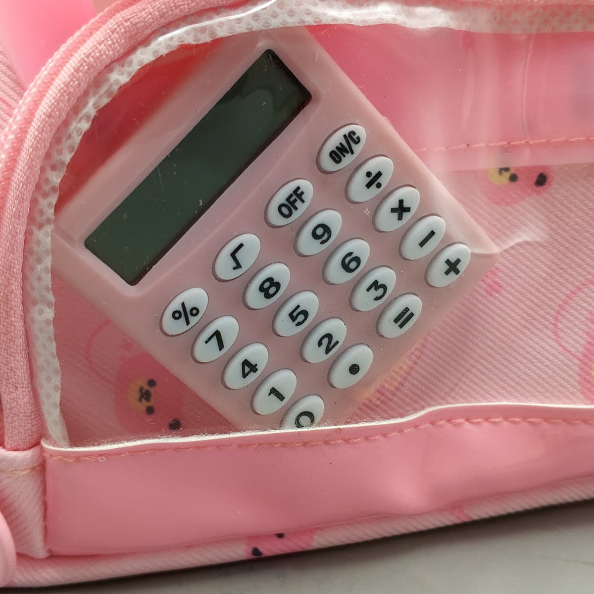 Premium Kids Pencil Pouch With Calculator - Pink