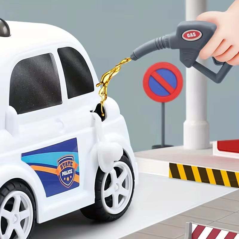 Kids Simulated Petrol Station & Police Smoke Car