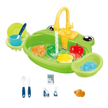 Kids Pretend Play Frog Pumping Water Kitchen Sink 