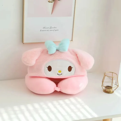 Kids Premium My Melody Theme Travel Neck Pillow With Cap