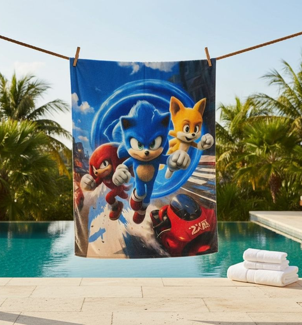 Kids Premium Sonic The Hedgehog Bath & Beach Large Towel
