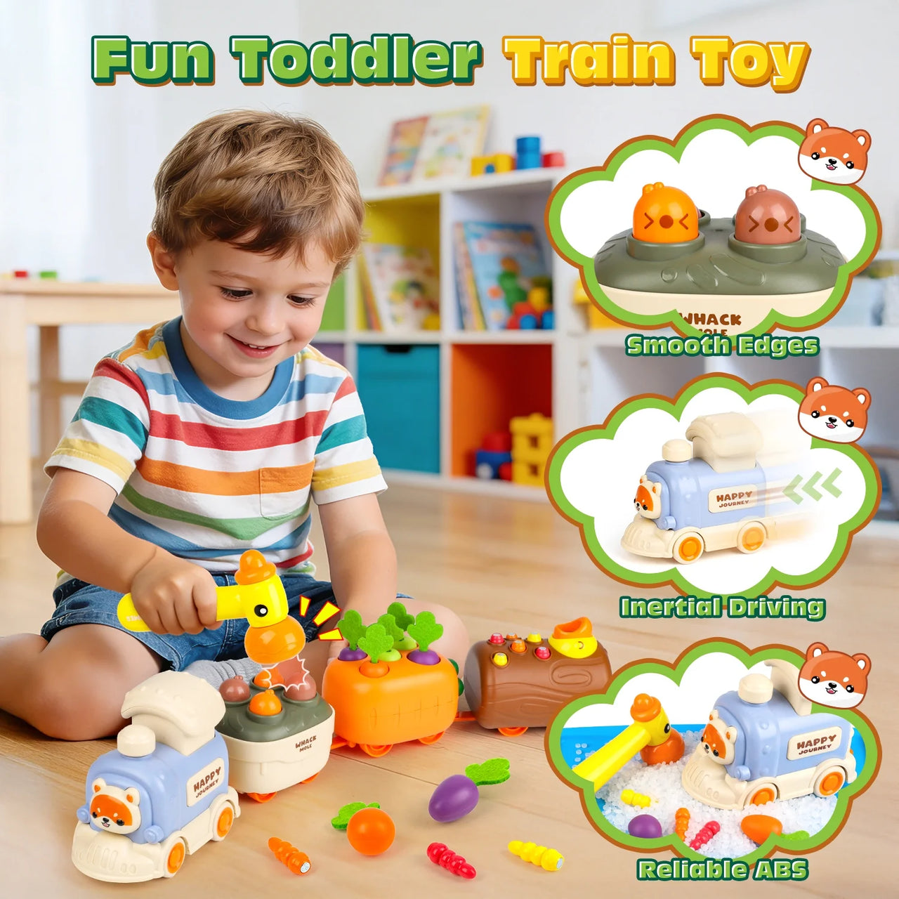 4in1 Kids Press & Go Activity Train