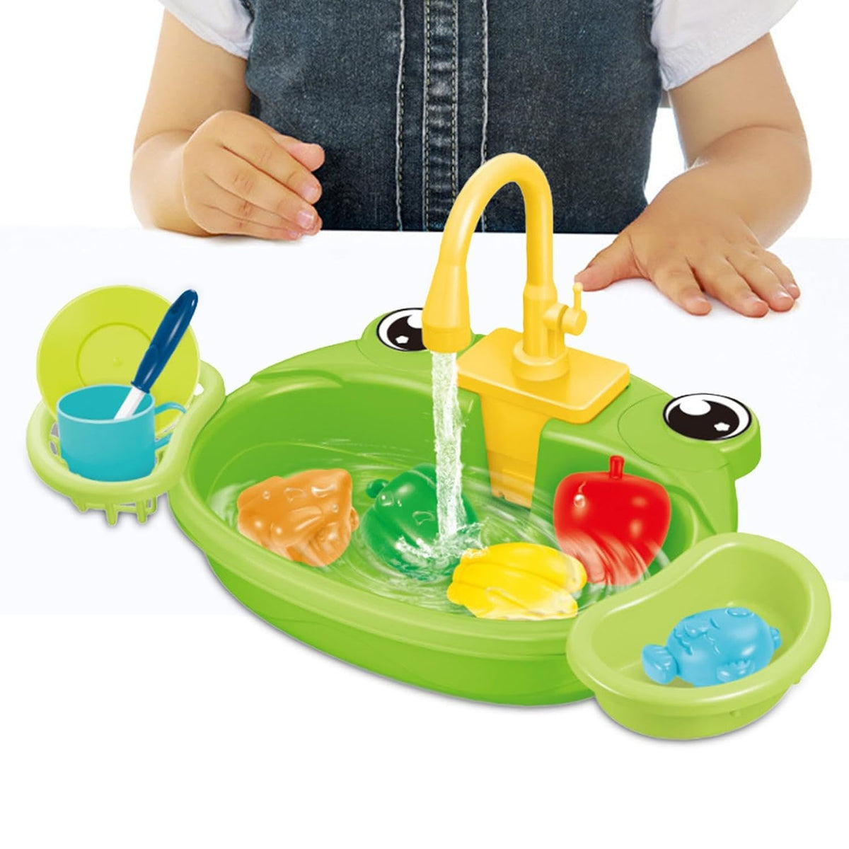 Kids Pretend Play Frog Pumping Water Kitchen Sink 
