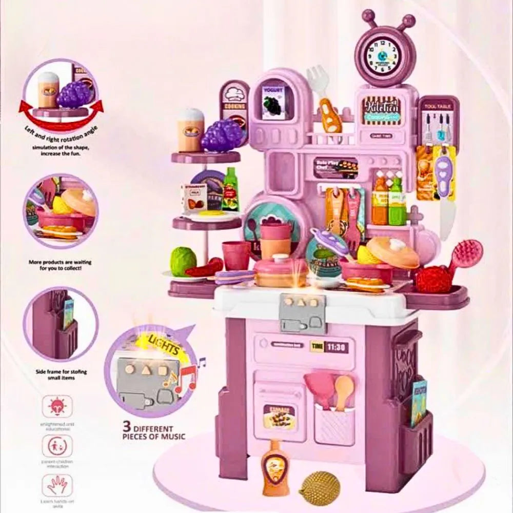 56Pcs Kids Pretend Play Kitchen Cooking Play Set