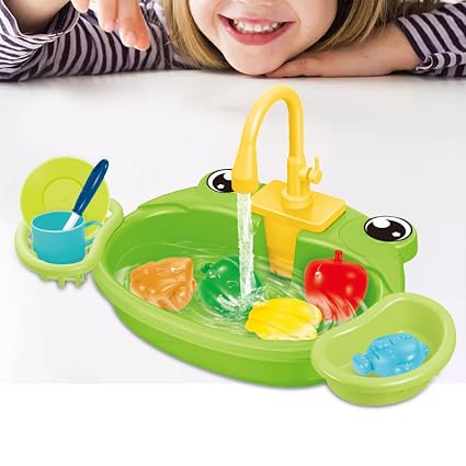 Kids Pretend Play Frog Pumping Water Kitchen Sink 