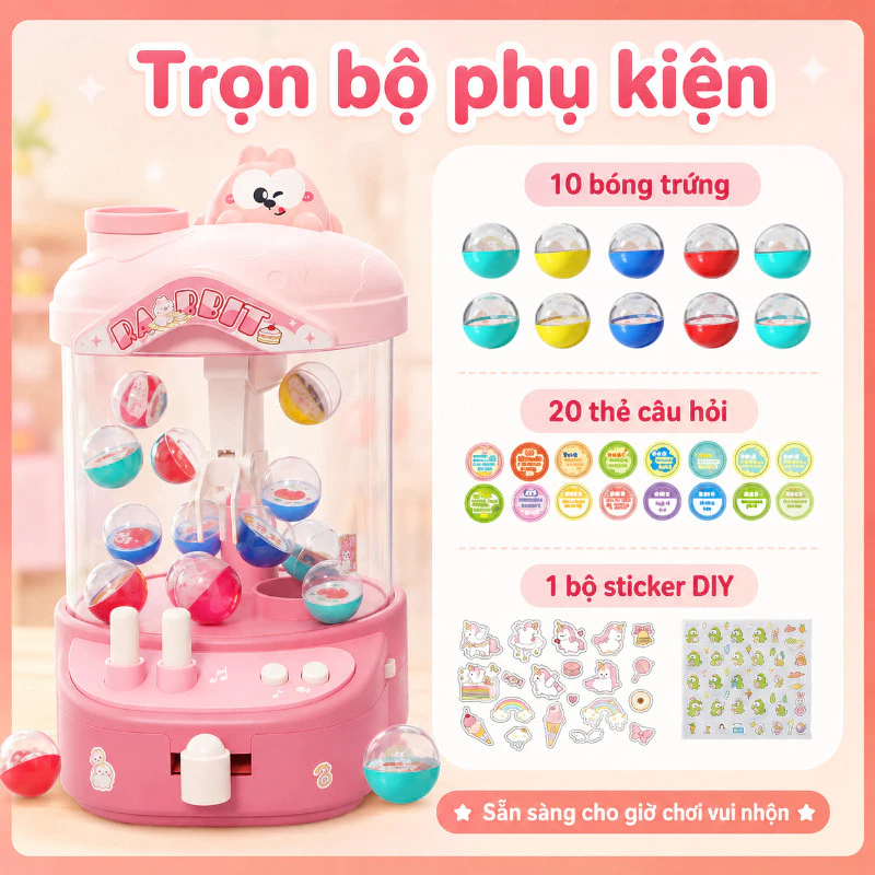 Kids Rabbit Themed Claw Machine With Light & Sound