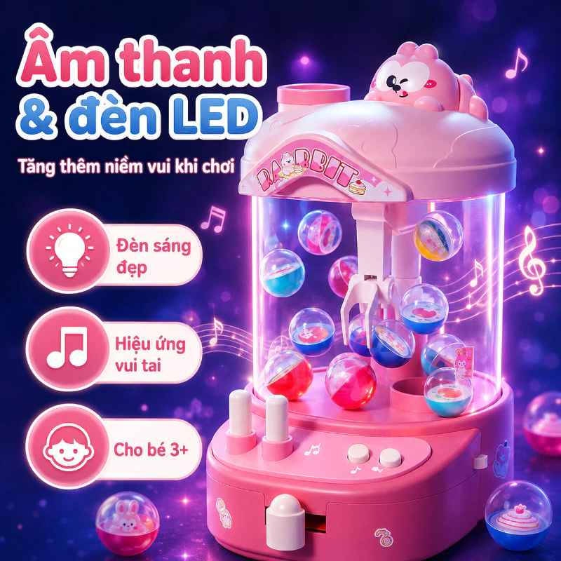 Kids Rabbit Themed Claw Machine With Light & Sound