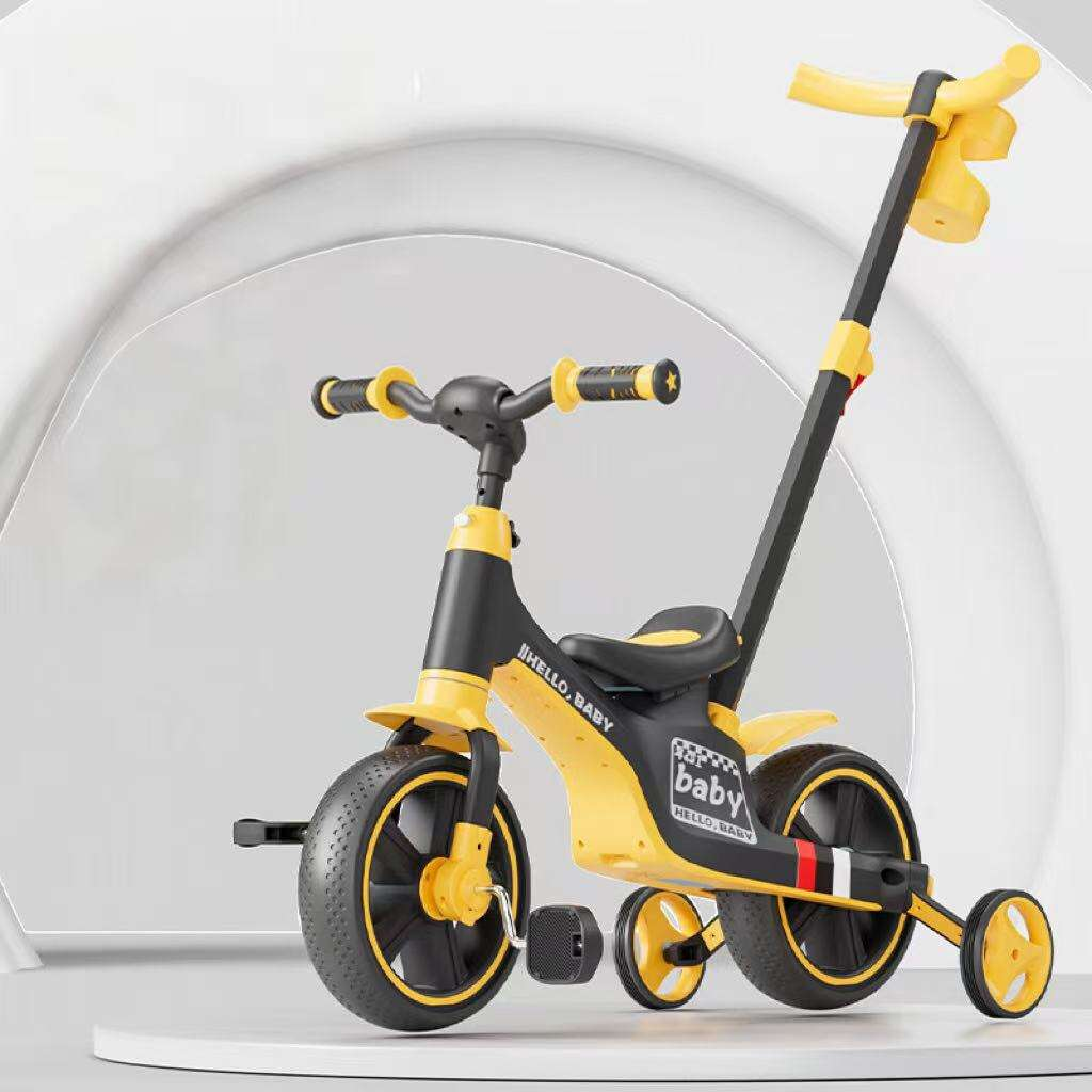 Kids Ride-on Bicycle With Push Handle - Orange