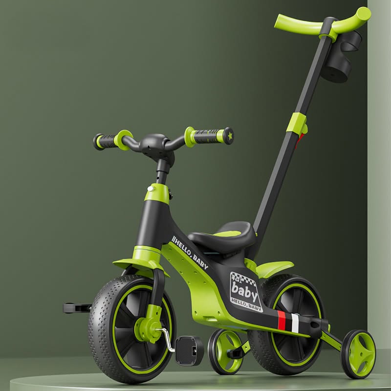 Kids Ride-on Bicycle With Push Handle - Green