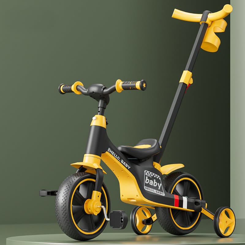 Kids Ride-on Bicycle With Push Handle - Orange
