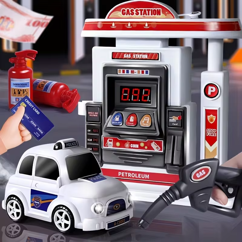 Kids Simulated Petrol Station & Police Smoke Car
