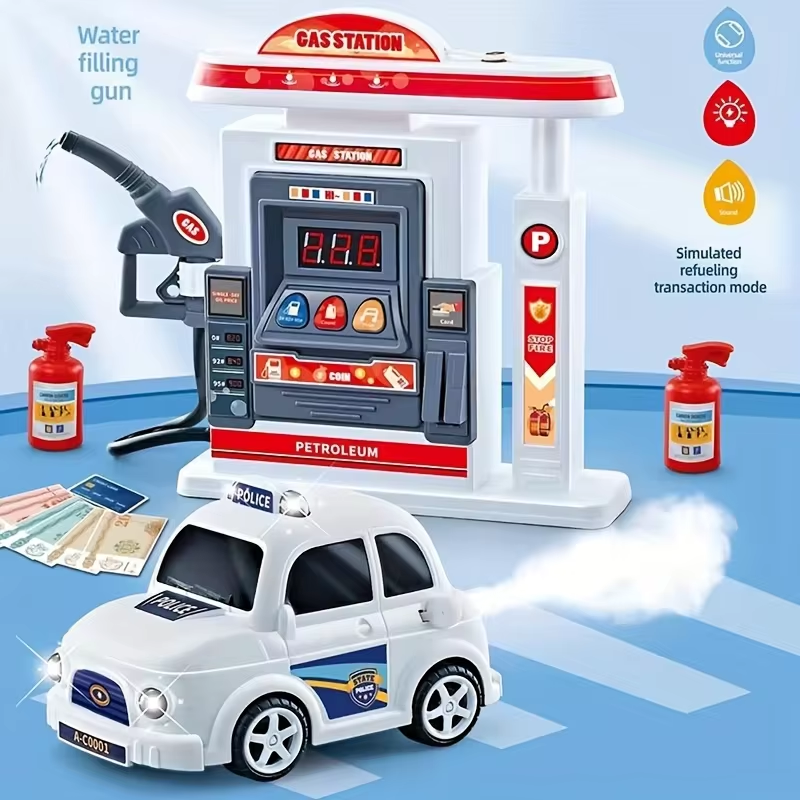Kids Simulated Petrol Station & Police Smoke Car