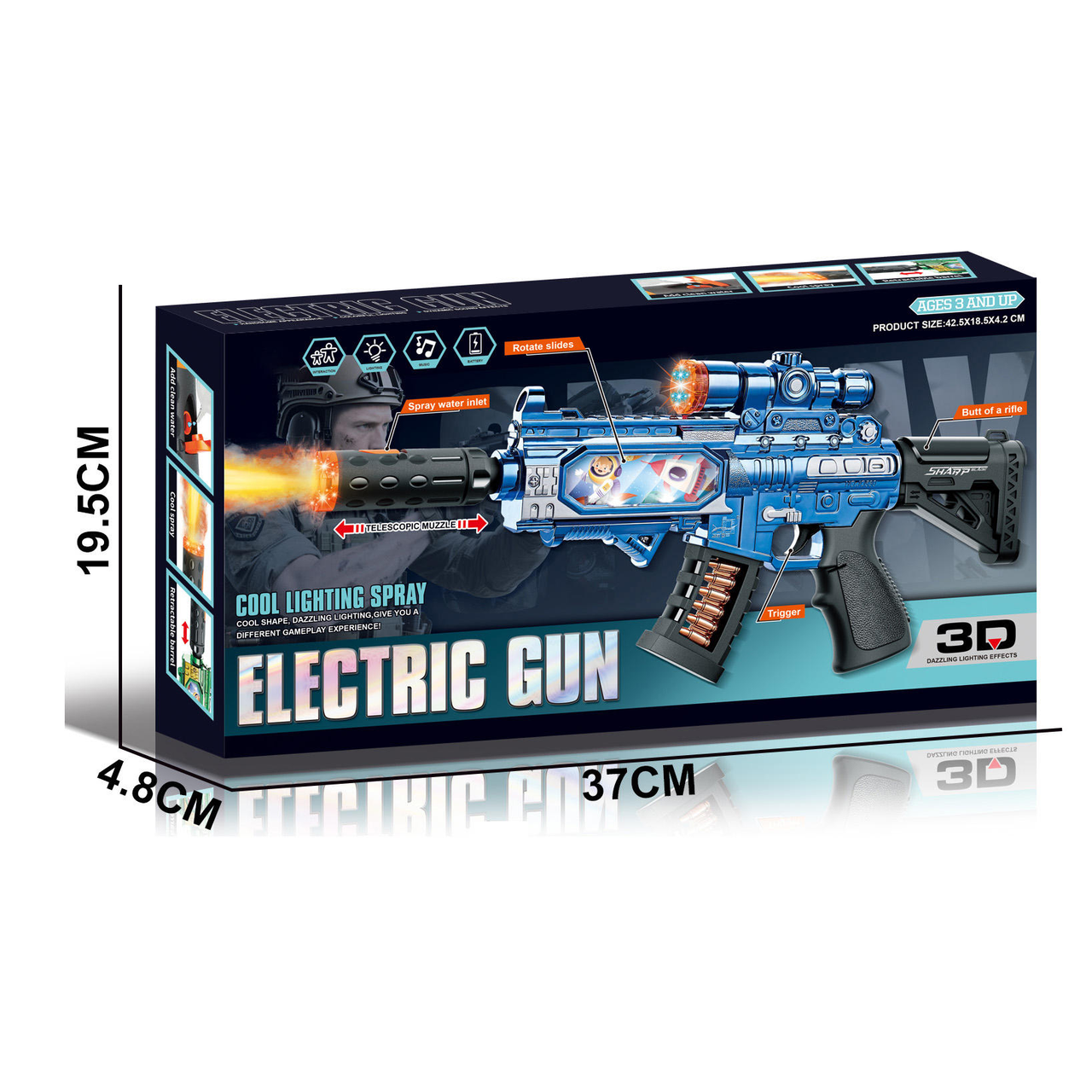 Kids Spaceman Themed Spray Gun With Light & Music