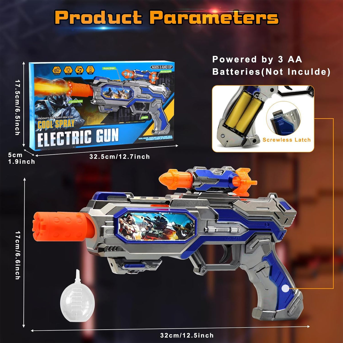 Kids Cool Spray Light-up Gun With Music