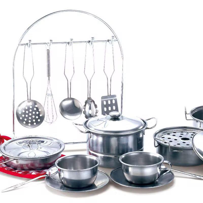 21Pcs Kids Stainless Steel Kitchen Cookware Play Set