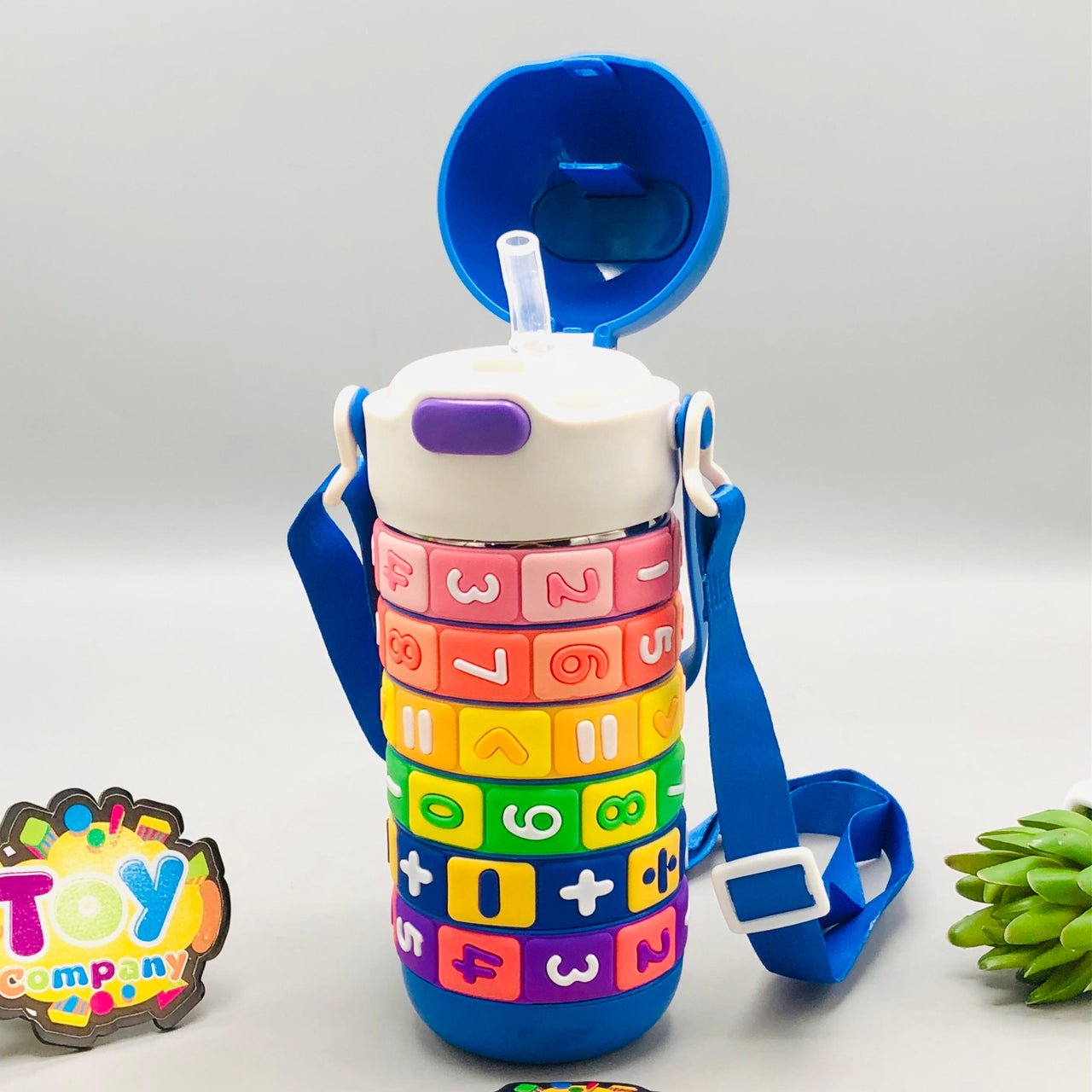 Kids Stainless Steel Maths Puzzle Water Bottle - Blue