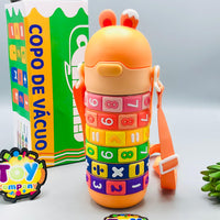 Kids Stainless Steel Maths Puzzle Water Bottle - Orange