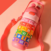 Kids Stainless Steel Maths Puzzle Water Bottle - Pink