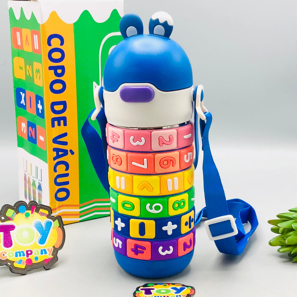 Kids Stainless Steel Maths Puzzle Water Bottle - Blue
