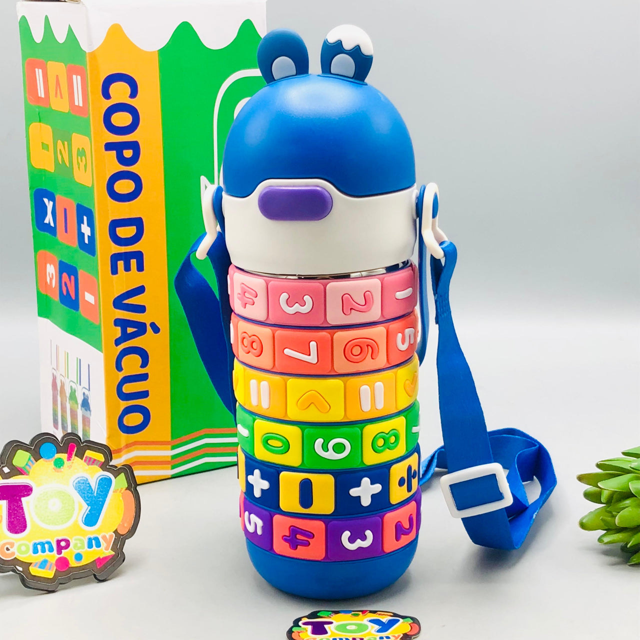 Kids Stainless Steel Maths Puzzle Water Bottle - Blue