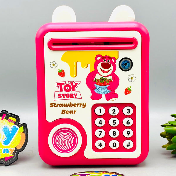 Kids Strawberry Bear Themed Fingerprint & Password Unlock ATM