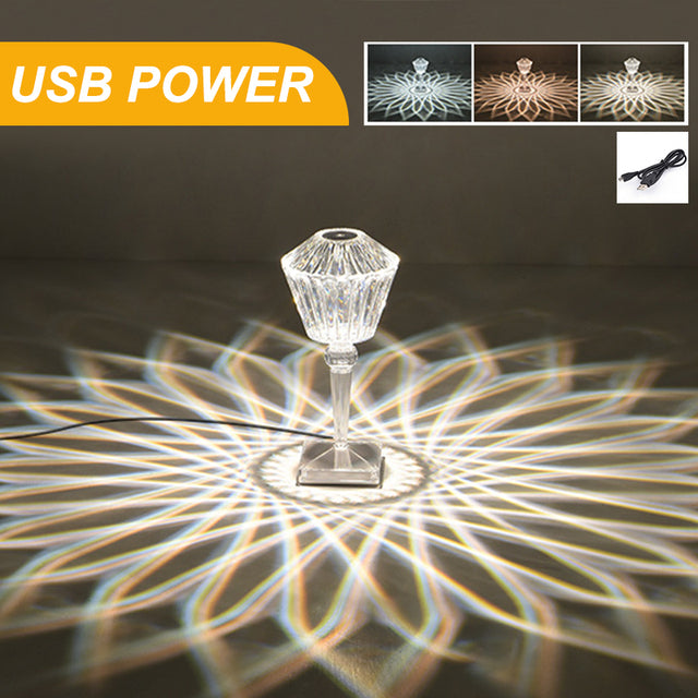 Rose Diamond Table Lamp-USB Charging & Touchable
