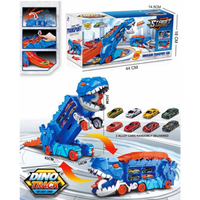 2in1 Foldable Dinosaur Transport Truck With 2Pcs Alloy Cars