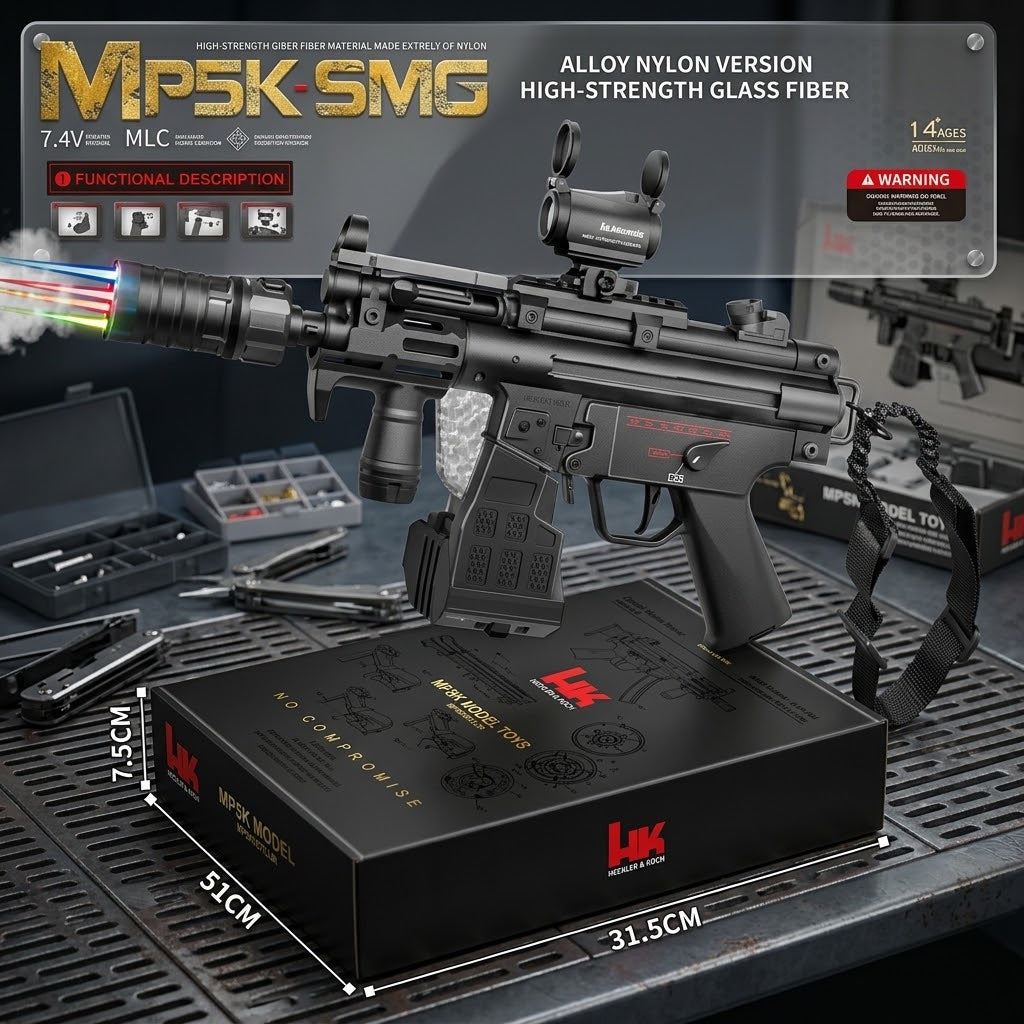 Electric MP5K Gel Blaster Shooting Riffle - Alloy Nylon Version