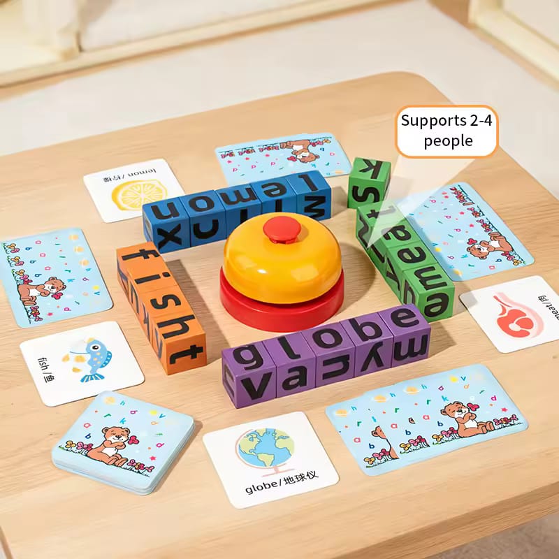 Montessori Magnetic Word Spelling Blocks Game With Bell