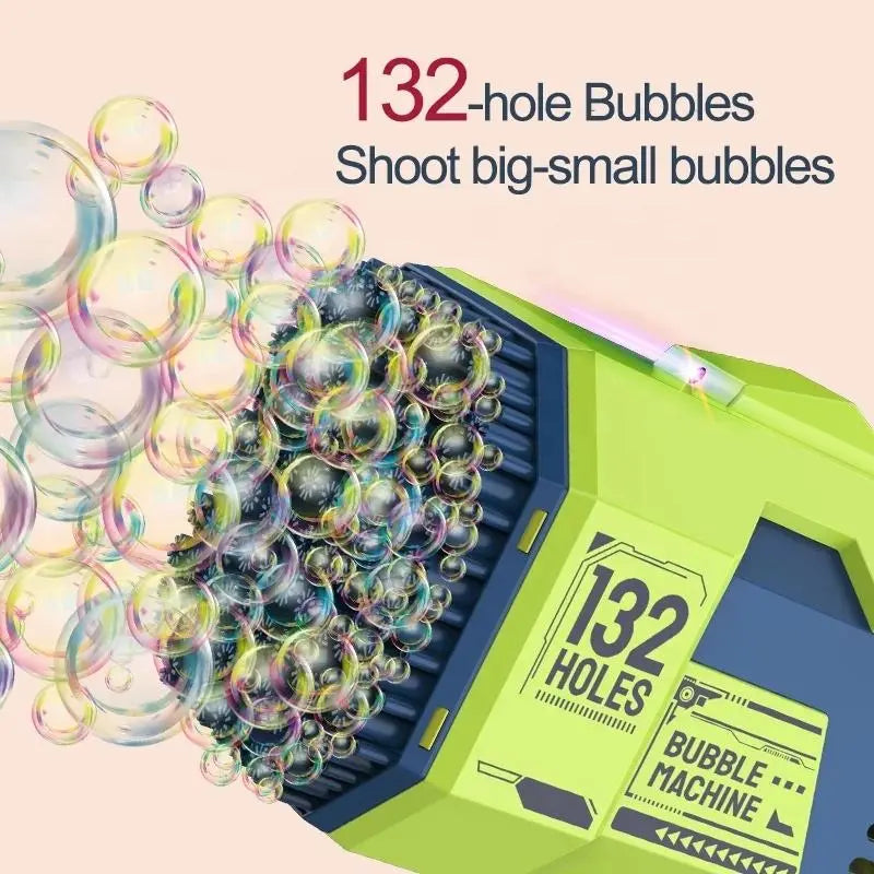 132 Holes Rechargeable Rocket Colorful Bubble Gun