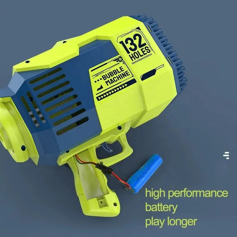 132 Holes Rechargeable Rocket Colorful Bubble Gun