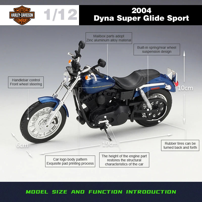 Maisto 1:12 Harley Davidson 2004 DYNA Super Glide Bike