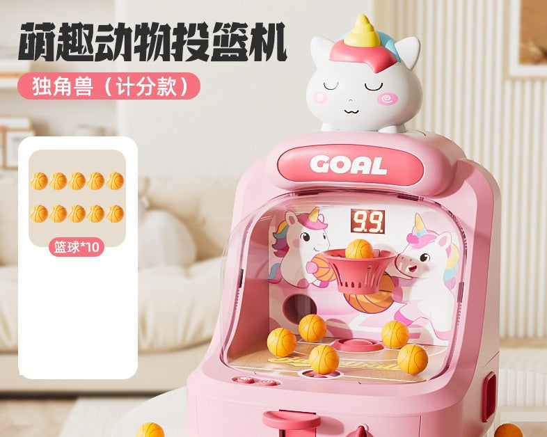 Manual Kids Unicorn Themed Basketball Shooting Game Console
