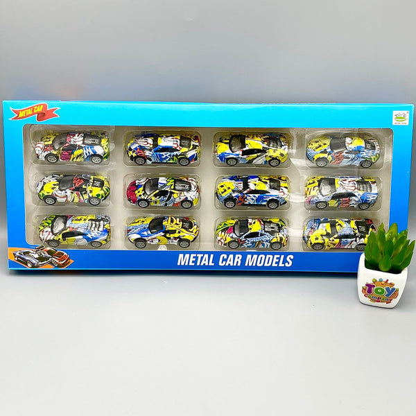 Diecast Graffiti Design Metal Cars - Set of 12