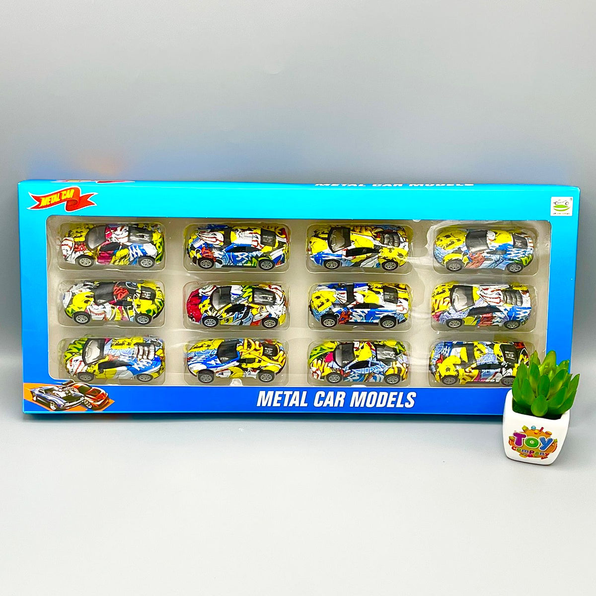 Diecast Graffiti Design Metal Cars - Set of 12