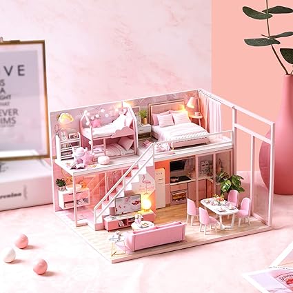 DIY Miniature Girlish Cute Home With LED Lights