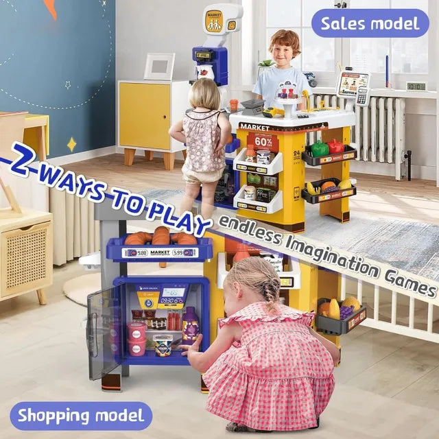 64Pcs Pretend Play Cash Register Super Market Toy