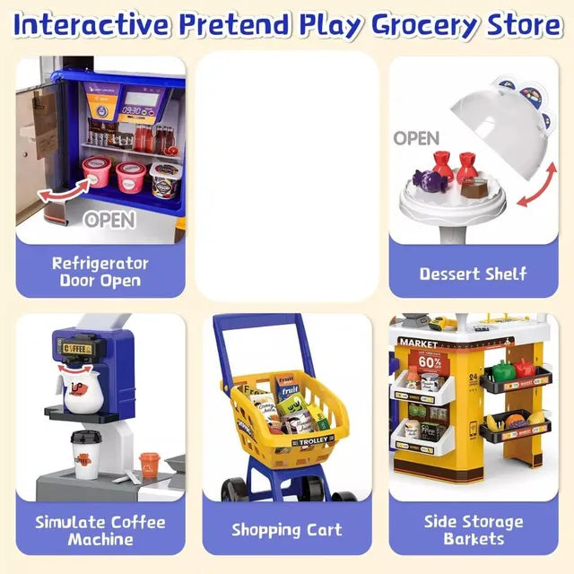 64Pcs Pretend Play Cash Register Super Market Toy
