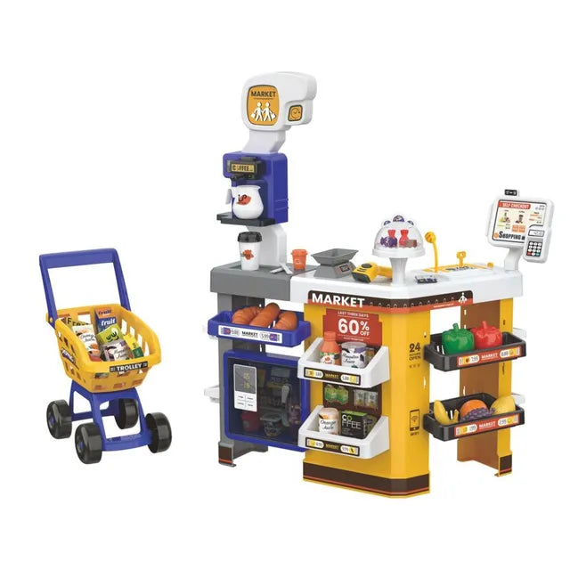 64Pcs Pretend Play Cash Register Super Market Toy