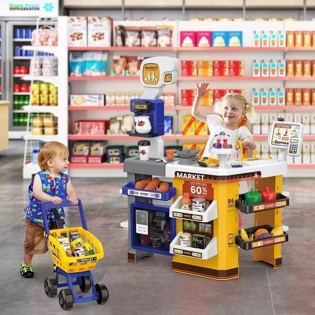 64Pcs Pretend Play Cash Register Super Market Toy
