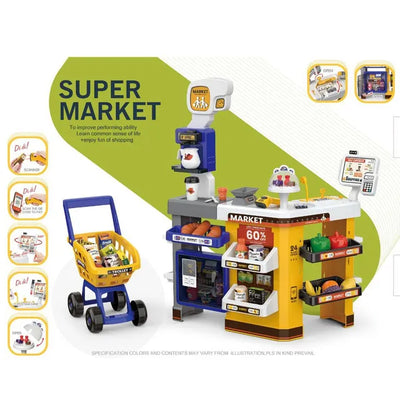 64Pcs Pretend Play Cash Register Super Market Toy