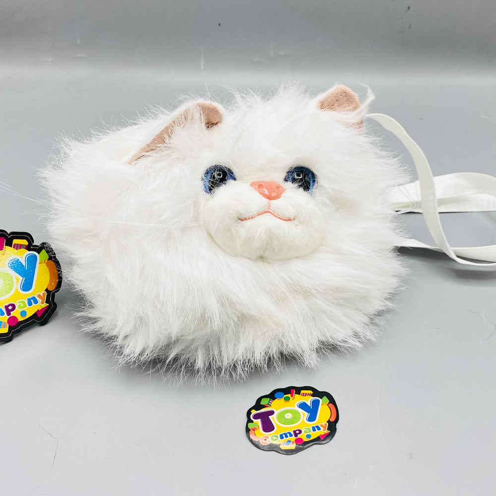 Mini Cute Plush Persian Cat Backpack - White