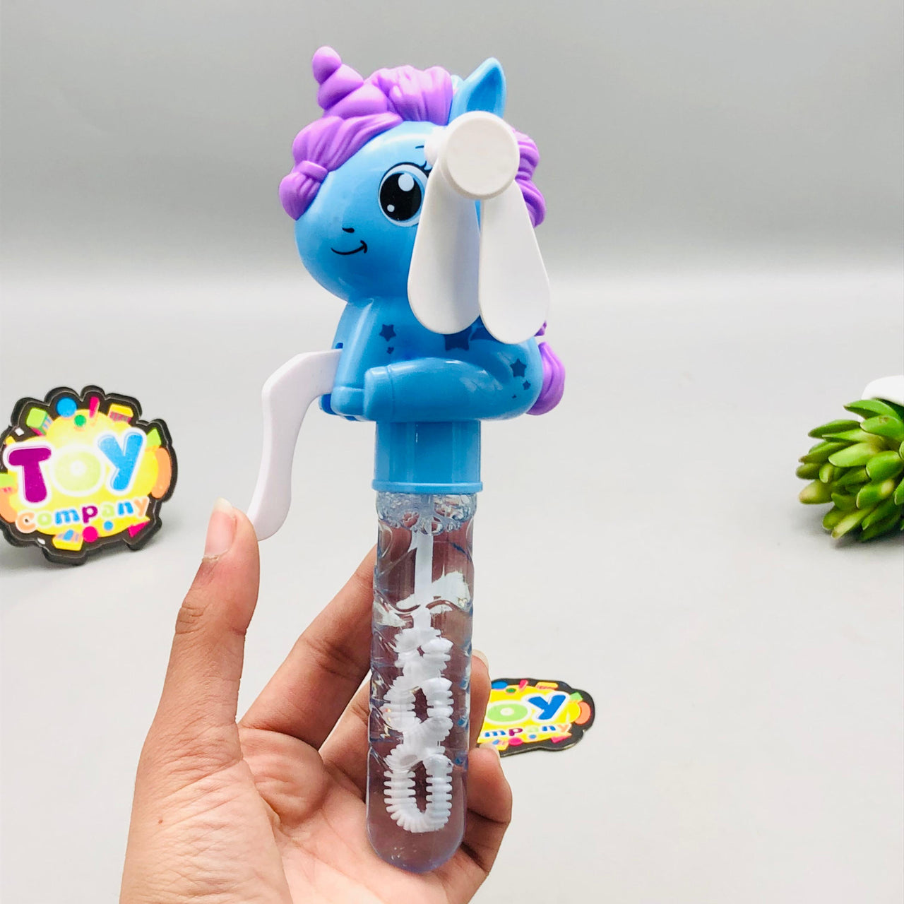 Mini Unicorn Handheld Fan & Bubble Stick - 1Pc