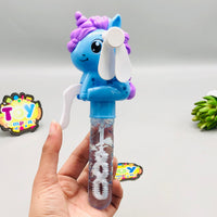 Mini Unicorn Handheld Fan & Bubble Stick - 1Pc