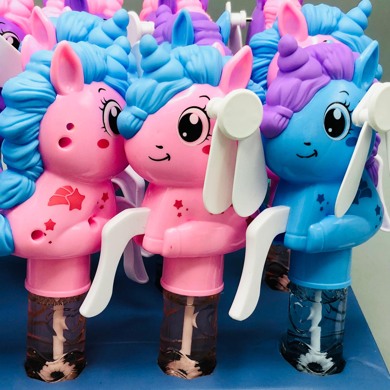 Mini Unicorn Handheld Fan & Bubble Stick - 1Pc